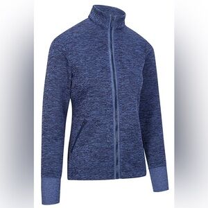 Callaway Women's Heathered Fleece Blue Utility Jacket Full Zip Active - Size S